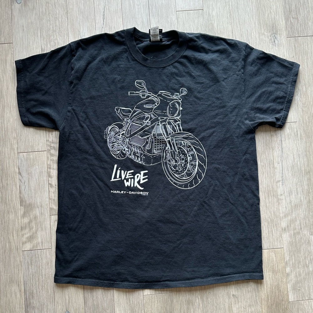 Harley-Davidson Black Tee with White Motorcycle Sketch 2020 XL‎